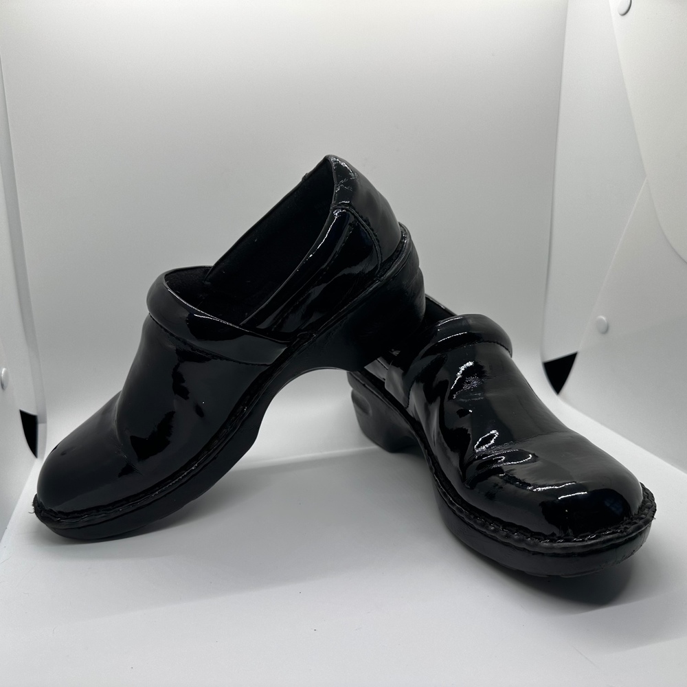 B.O.C. Black Patent Leather Clogs Comfort Slip On Shoes‎ Wide Width 8/39